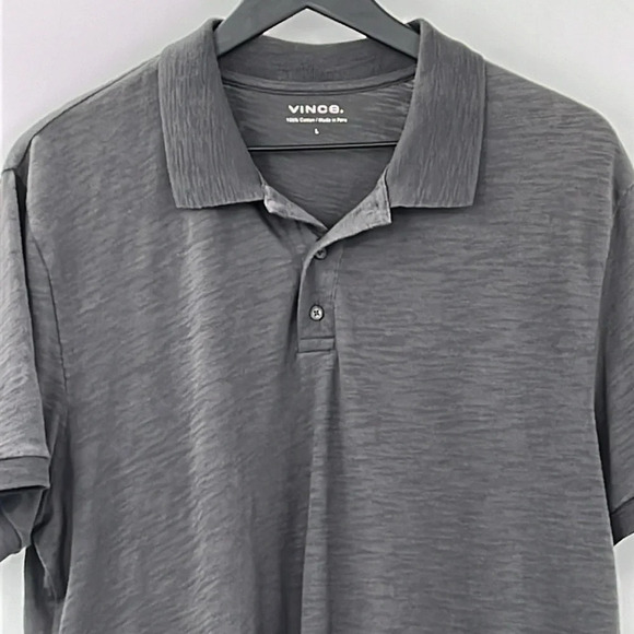 Vince. Polo Cotton Slub Classic in Sphere (Gray) - Size Large - Picture 5 of 9